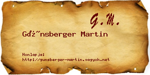 Günsberger Martin névjegykártya